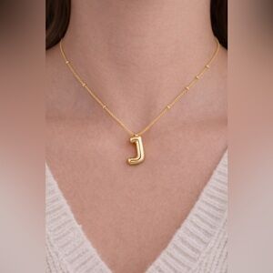 Gold Initial J Necklace